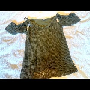 City Chic Cold Shoulder Top - Army Green